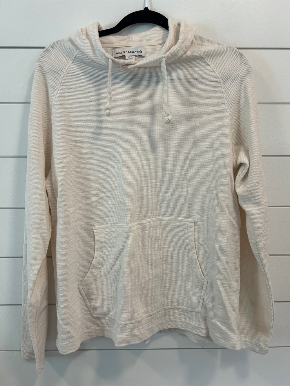 Amazon Essentials Men's Cream Waffle-Knit Crewneck Hoodie